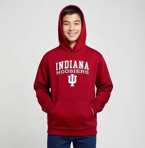 Indiana HOOSIERS Youth XL 16-18 Red Pull Over Hooded Sweat Shirt Coliseum